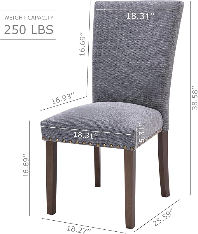 COLAMY Upholstered Parsons Dining Chairs Set of 6, Fabric Dining Room Kitchen - Image 3