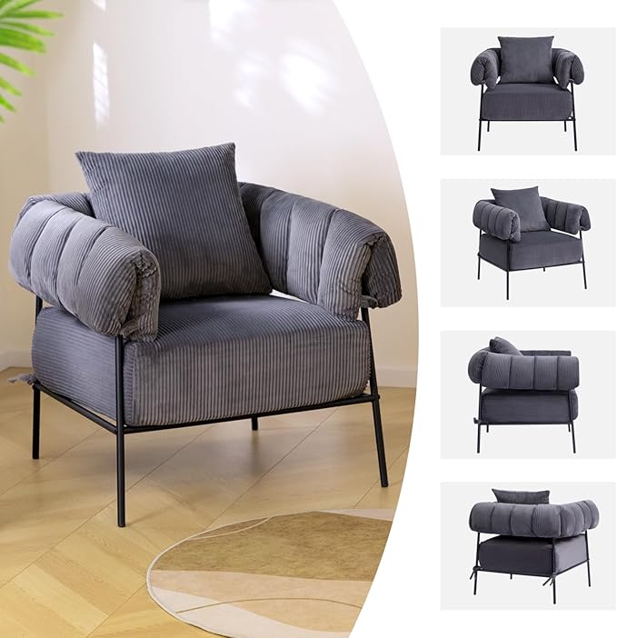 HollyHOME Modern Velvet Accent Chair - Image 7