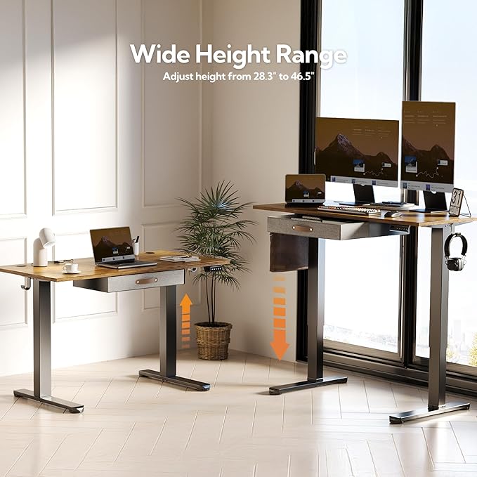 Seang Standing Desk with Drawer, 3 Memory Height Settings with Cable Grommets & - Image 6