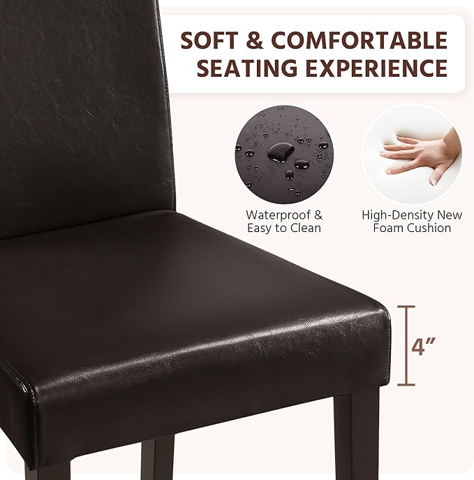 Yaheetech Dining Chairs Set of 2 Faux Leather Modern Dining Room Chairs - Image 5
