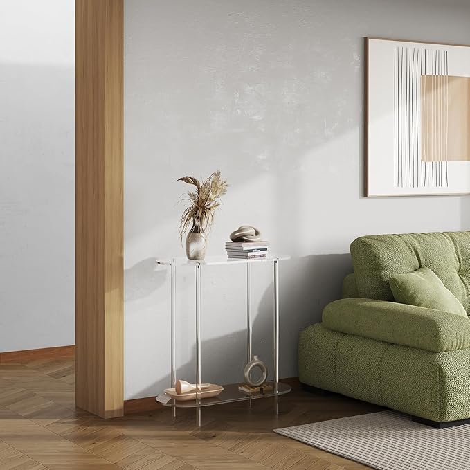 Acrylic Console Table, 2-Tier Oval Frame Sofa Table, 29.53" Small Modern - Image 6