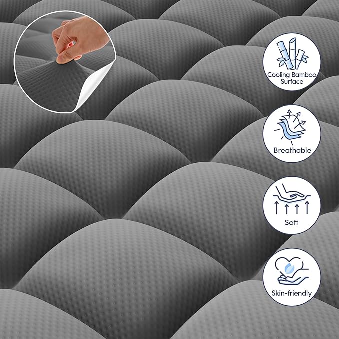 ELEMUSE Dual Layer 3 Inch Memory Foam Mattress Topper Full, 2 Inch Cooling Gel - Image 3