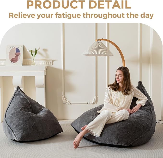 BYBYME Bean Bag Chairs Sherpa Lazy Sofa, Giant Beanbag Chairs - Image 8