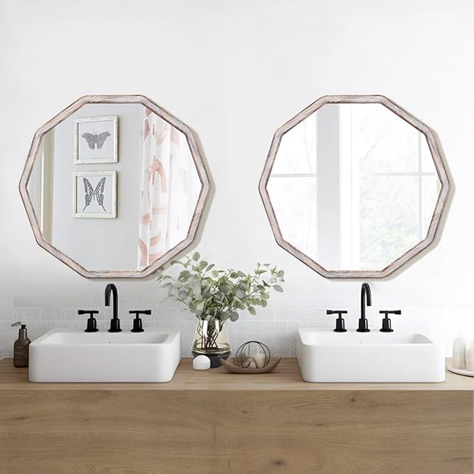 ULIKE White Wood Mirror for Wall, 30 Inch Rustic Farmhouse Mirror - Image 4