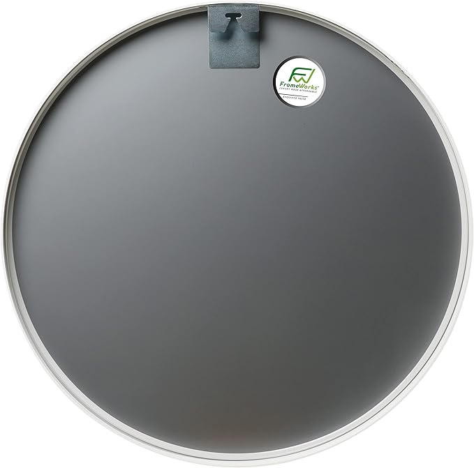 FrameWorks 20" Deluxe Contemporary White Circular Aluminum Mirror - Image 2