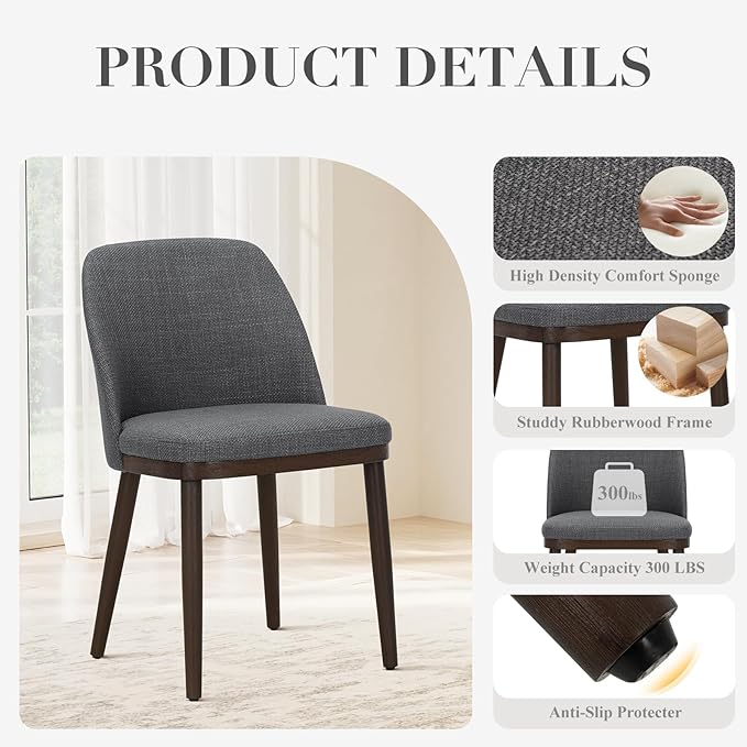 COLAMY Upholstered Dining Chairs Set of 4, Modern Kitchen Chairs - Image 4