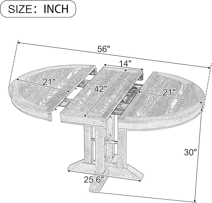 Need Extendable Farmhouse Round Dining Table, 48-60 Inch Pedestal Base Kitchen - Image 2