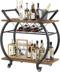 LVB Bar Cart with Wine Rack, 2 Tier Kitchen Cart on Wheels, Modern Wood and by LVB
