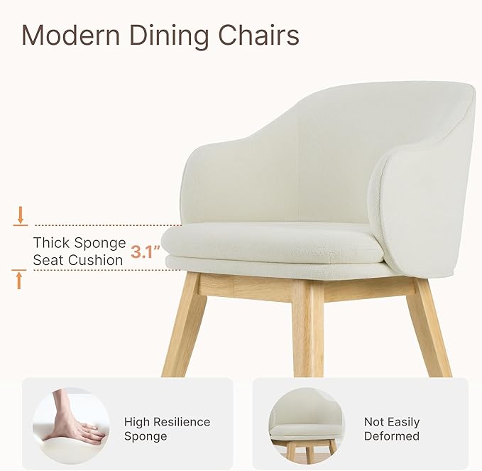 Wooden Dining Chairs Set of 4, Fabric Upholstered Modern Dining Room Chairs - Image 4