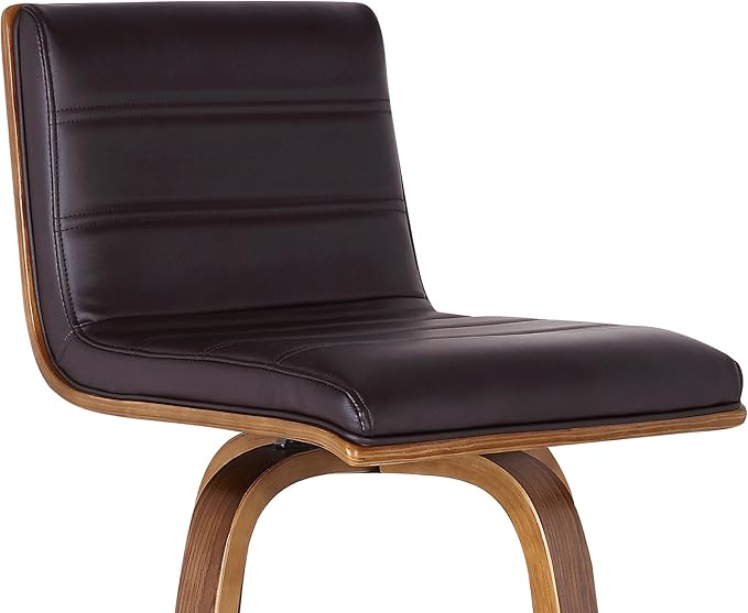 Armen Living Vienna 26" Counter Height Swivel Brown Faux Leather and Walnut - Image 7