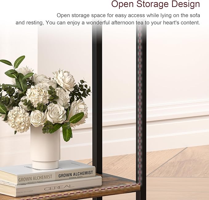 Narrow Side Table for Small Space Set of 2, 2-Tier Small End Table - Image 5