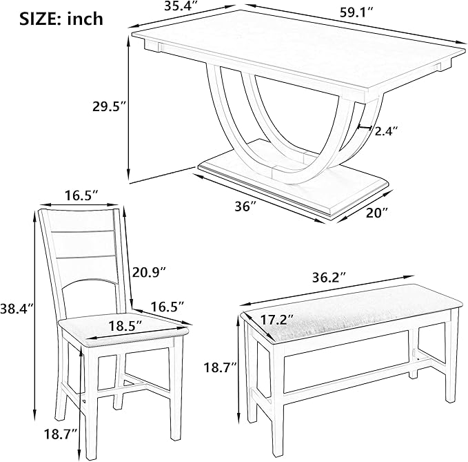 Ball & Cast 6 Piece Dining Table Set - Image 3
