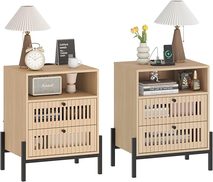 Vabches End Table Industrial Style Nightstand by Vabches