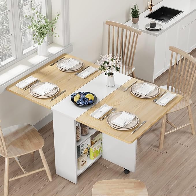 GarveeHome Folding Dining Table, Space Saving Farmhouse Dining Table by GarveeHome