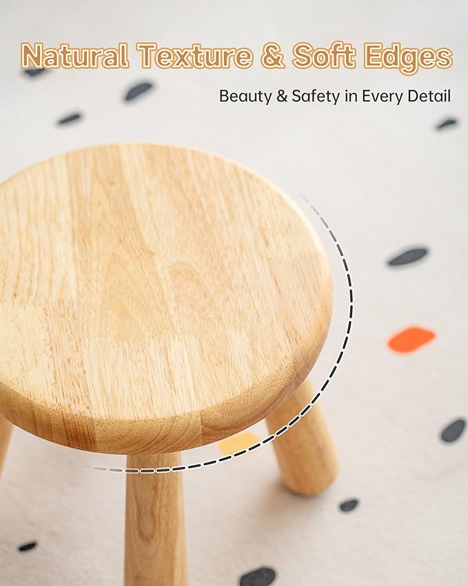 100% Solid Wood Mushroom Step Stool, Small Wooden Stool - Image 4