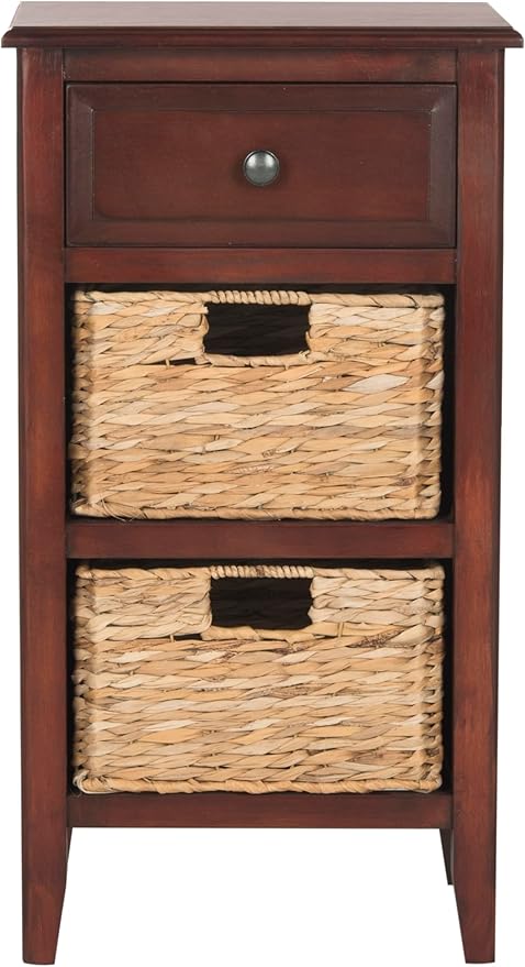 Safavieh Home Collection Everly Drawer Cherry 1-Drawer 2 Removable Baskets Side - Image 5