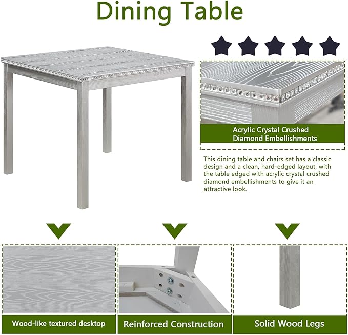 KEIKI 5-Piece Standard Height Dining Table Set - Image 5