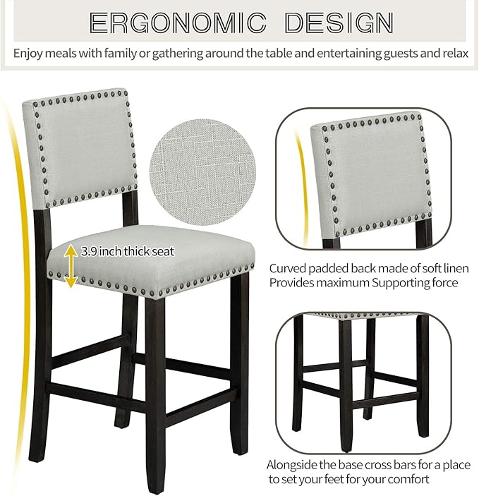 5 Pieces Dining Table Set, Wooden Living Room Furniture - Image 5