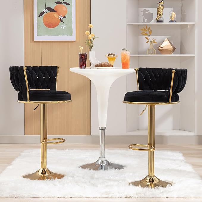 VECELO Bar Stools Set of 4, Modern-Contemporary Velvet Woven Counter Height - Image 2
