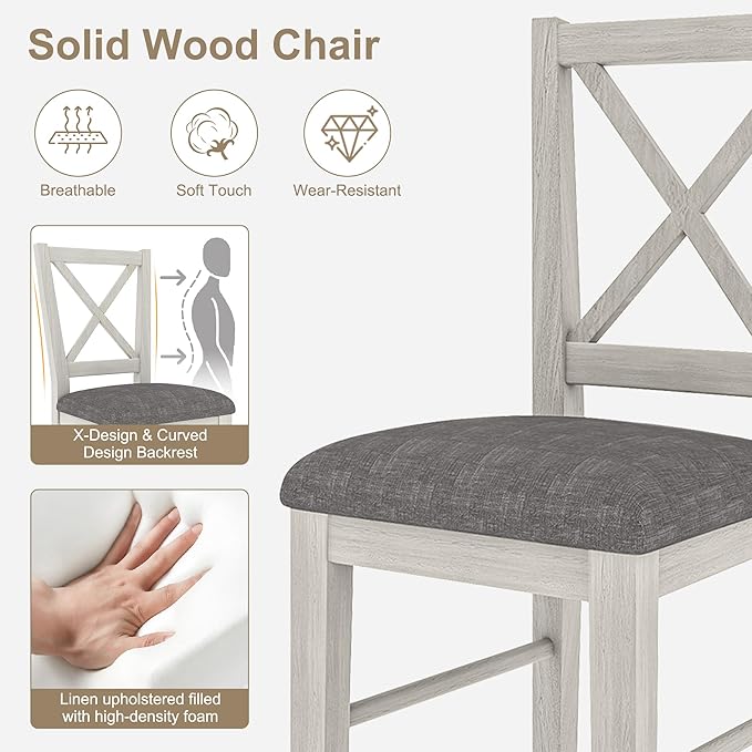 Solid Wood Dining Chairs Set of 4, Farmhouse Chairs - Image 5