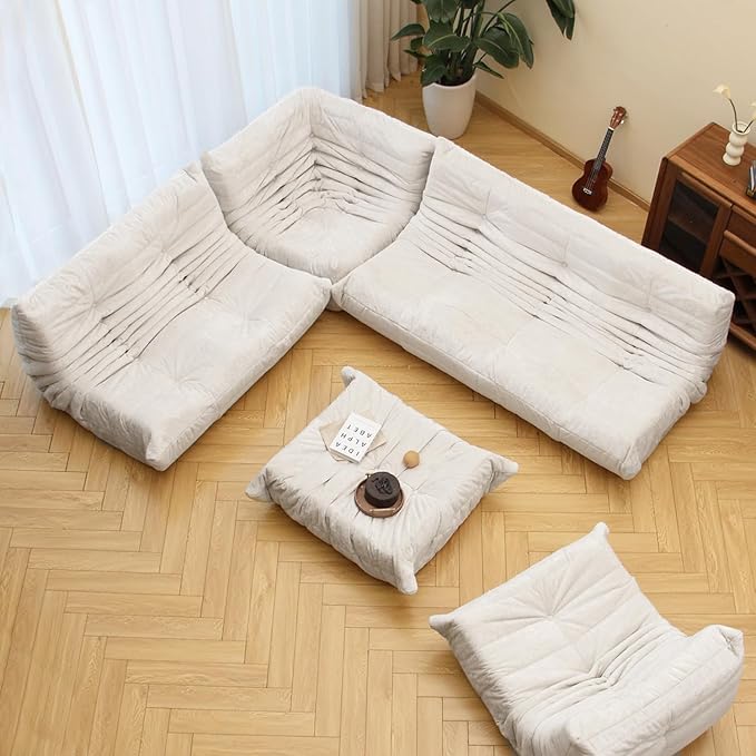 N&V Soft Premium Chenille Floor Lounge Chair, Mid Century Armless Floor Sofa - Image 4