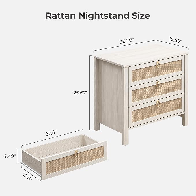 SICOTAS White Nightstand Set 2 - Image 2
