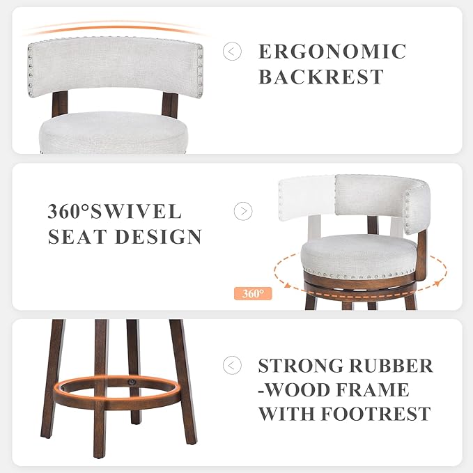 COLAMY Swivel Bar Stool, Modern Swivel Barstool - Image 4
