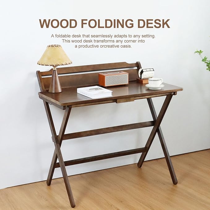 Solid Wood Folding Desk, Foldable Computer Desk - Image 3