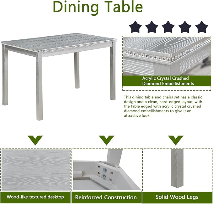 KEIKI 5-Piece Standard Height Dining Table Set - Image 5
