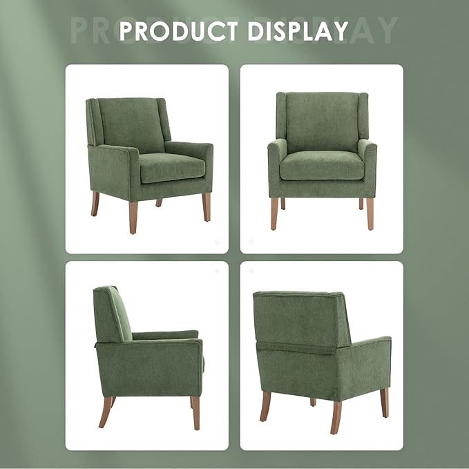 COLAMY Modern Wingback Living Room Chair, Upholstered Fabric Accent Armchair - Image 5