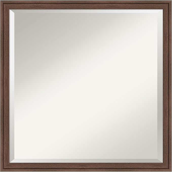 Amanti Art Brown Wall Mirror 22x22 Florence Medium Brown Square Bathroom Mirror by AmantiArt