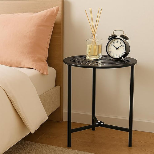 2 Packs 13" Metal Outdoor Side Tables Small Black Outside End Table - Image 2