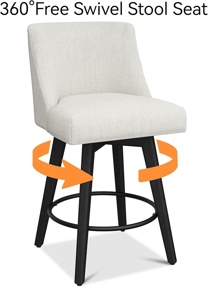 Counter Height Bar Stools Set of 2, Modern Swivel Barstools - Image 5