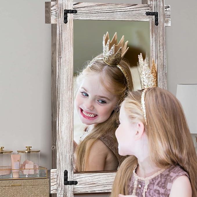 MeMoreCool Farmhouse Rustic Wood Framed Bathroom Mirror, Decorative Wall - Image 5