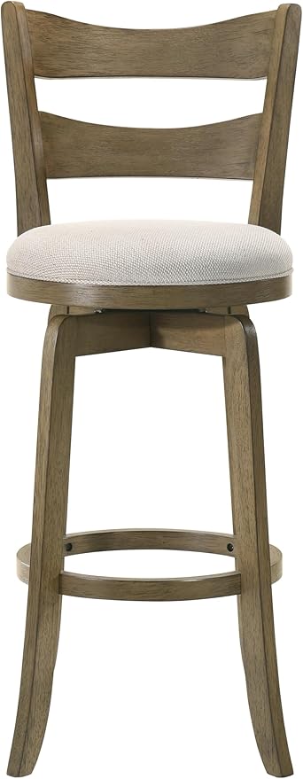 Armen Living Blair 30 in. Putty Brown Bar Height Rubberwood Swivel Barstool - Image 2