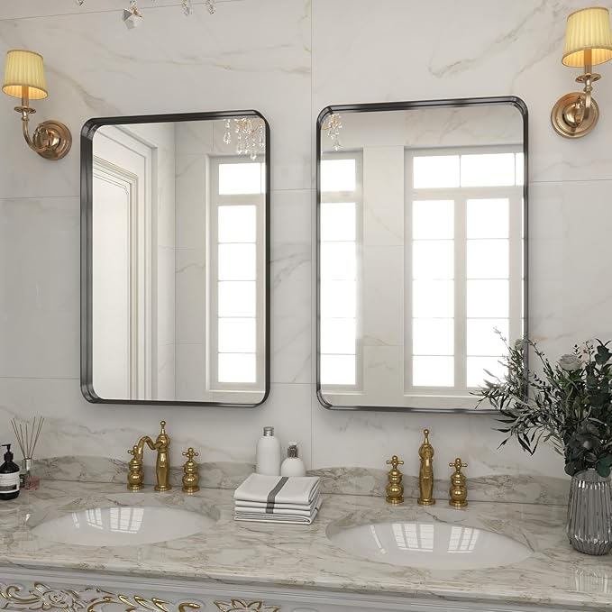 Bathroom Mirror 20x30 inch, Modern Round Corner Bathroom Vanity Mirror - Image 6