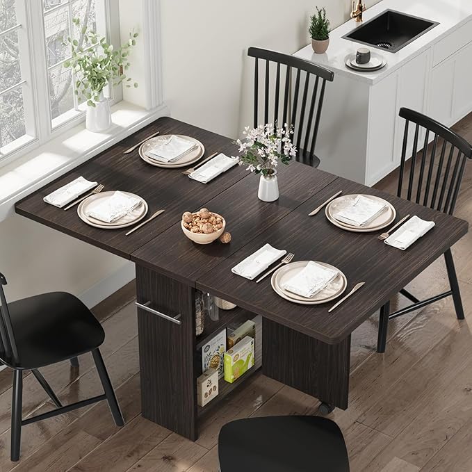 IDEALHOUSE Folding Dining Table, Drop Leaf Dining Table - Image 3