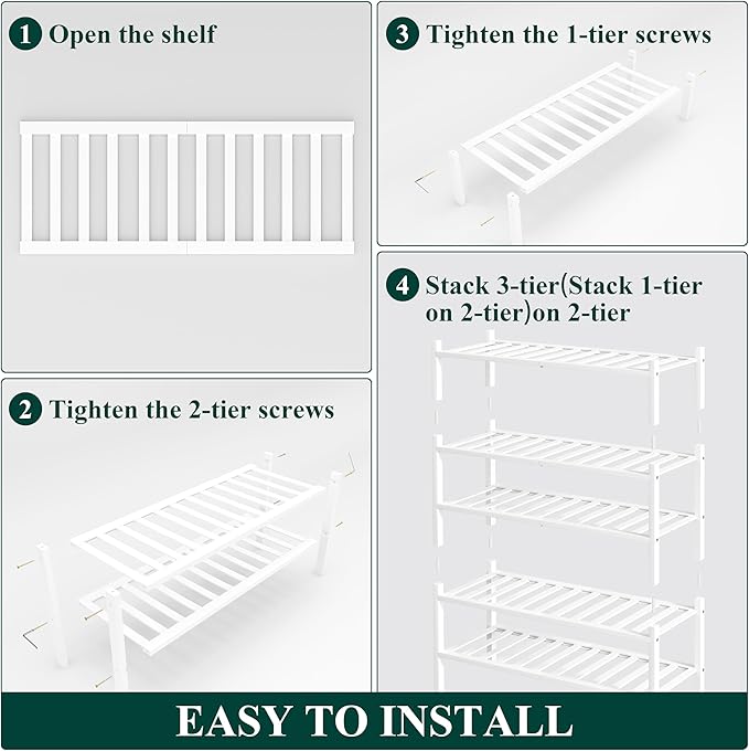 Smiry Shoe Rack, 5 Tier Bamboo Shoe Organizer, Stackable Free Standing Wooden - Image 6