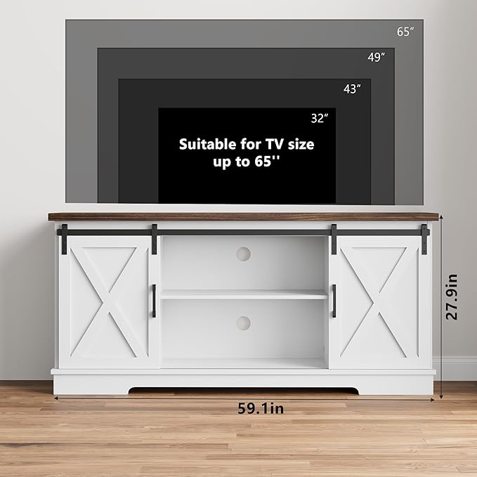 GarveeHome Farmhouse Tv Stand for 65 Inches TVs, Entertainment Center - Image 7