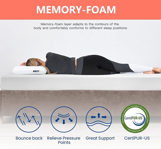 FDW | 5 Inch Queen Mattress | Medium Firm | Gel Memory Foam Mattress | White | - Image 3