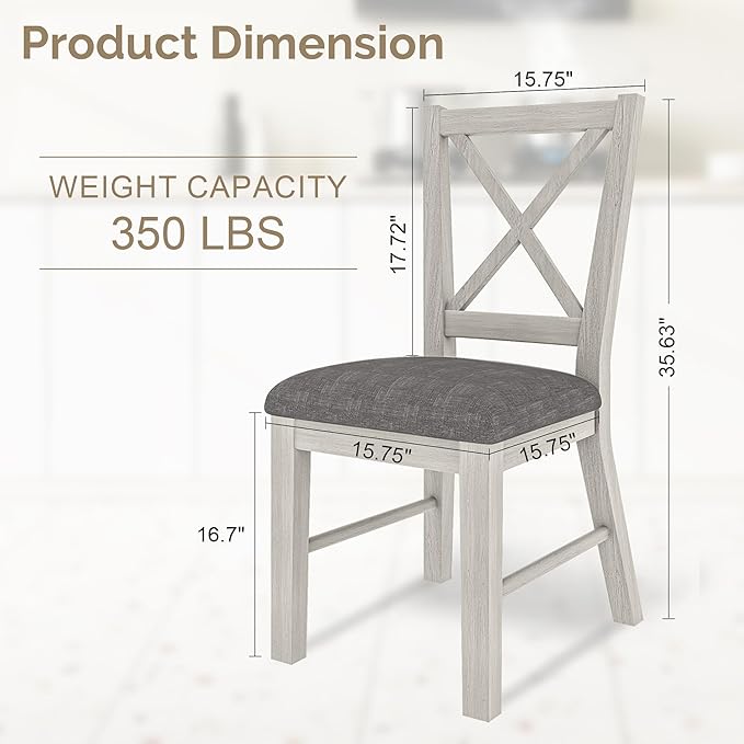 Solid Wood Dining Chairs Set of 4, Farmhouse Chairs - Image 3