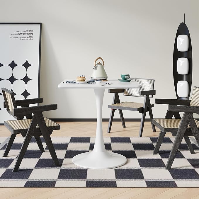 White Square Tulip Table for 2 Person, 24 Inch Small Dining Table - Image 5