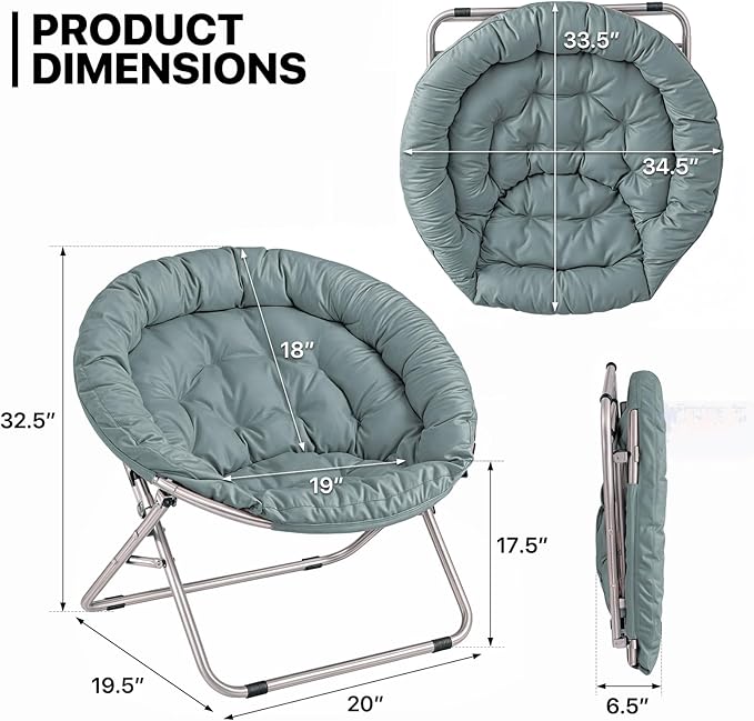MoNiBloom Round Folding Saucer Chairs Set of 2 - Image 3