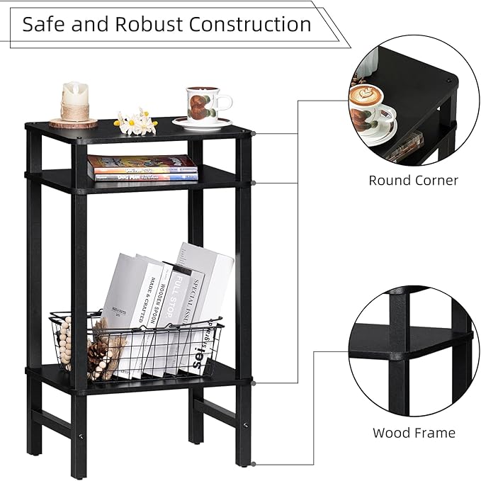 28in Tall Side Table 3-Tier Small Narrow End Table - Image 5