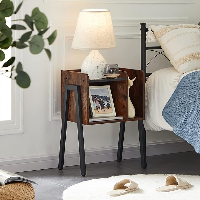 VECELO Nightstand Set of 2, Industrial Side End Table/Stackable Accent Furniture - Image 2