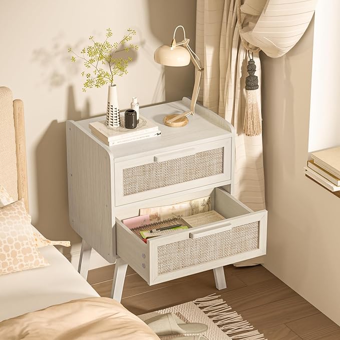 Lerliuo Rattan Nightstand, Boho Night Stand - Image 4
