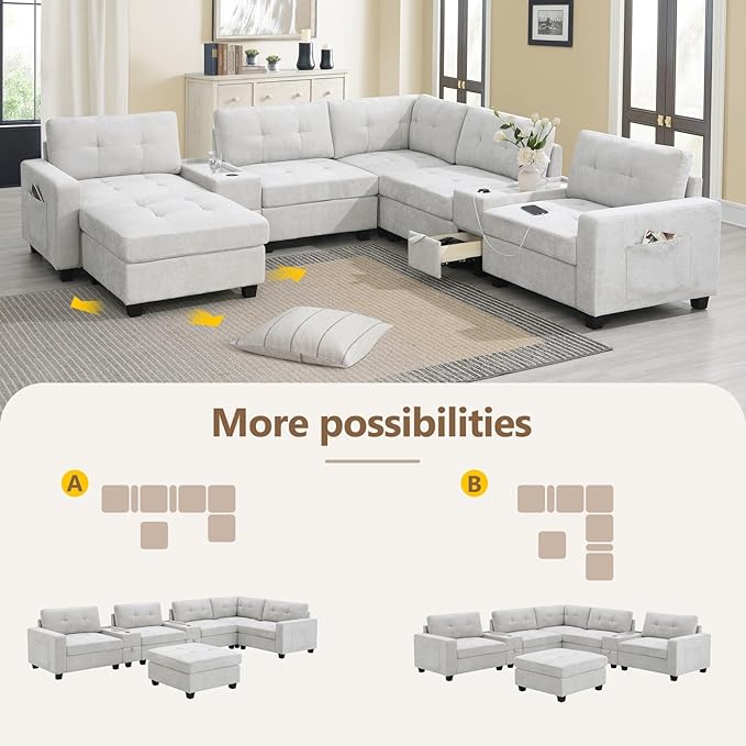 Merax 6 Seater Chenille Sectional Couches - Image 7