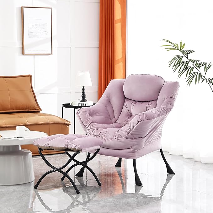 Lazy Chair with Ottoman, Modern Chair with Folding Footrest, Lounge Accent Chair - Image 5