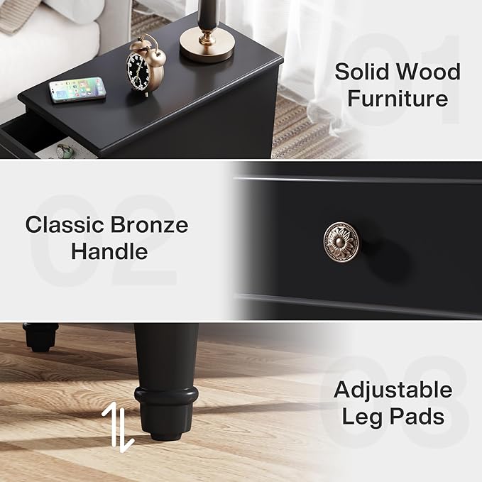 Tribesigns Solid Wood End Table Set of 2, Fully Assembled Narrow Side Table - Image 8