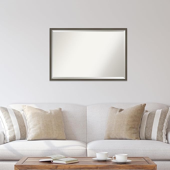 Amanti Art Grey Wall Mirror 25x37 Svelte Clay Grey Rectangle Bathroom Mirror - Image 4